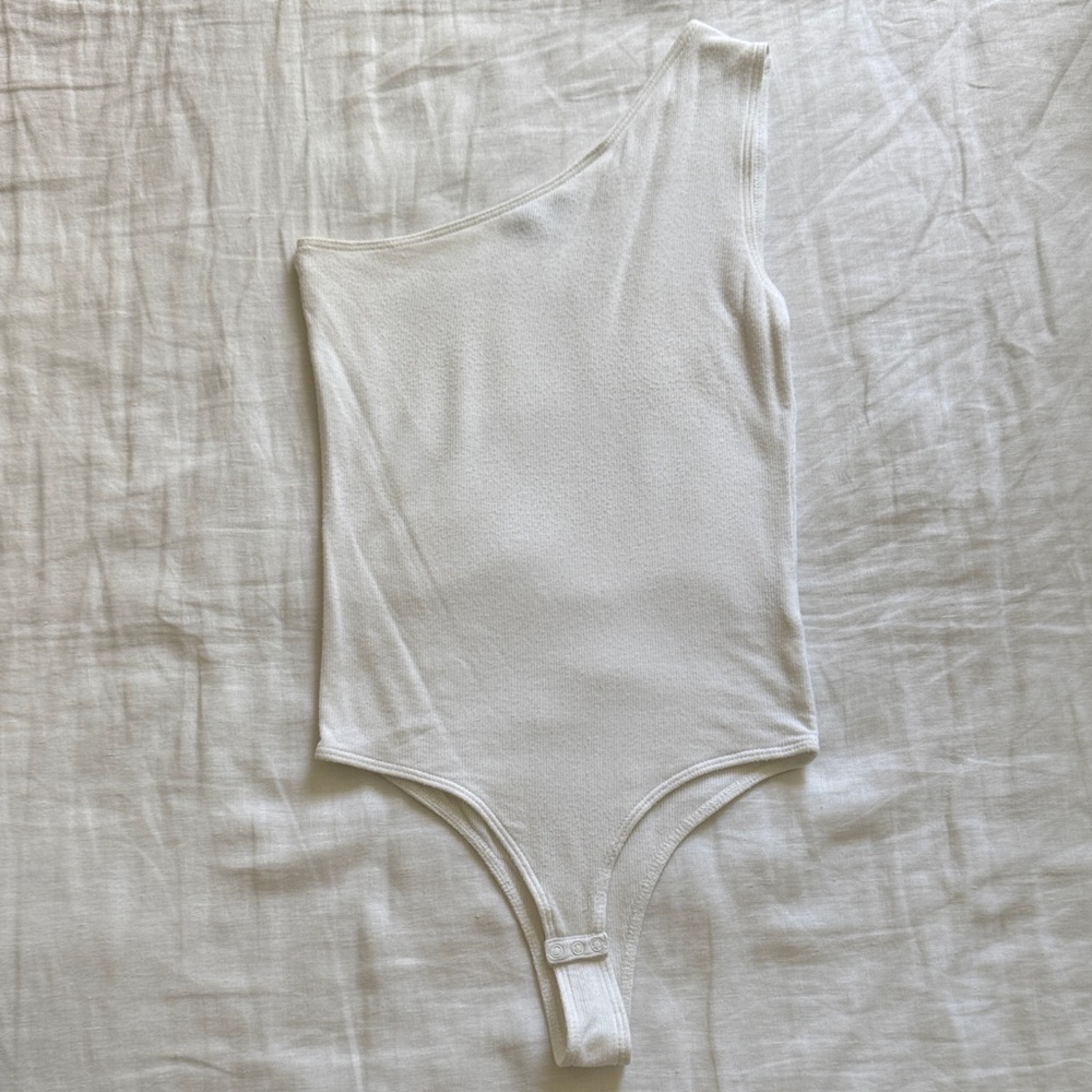 ATM Anthony Thomas Melillo White One-Shoulder Bodysuit from Revolve